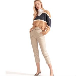 VERONICA BEARD-Colour Block Emilia Crop Wool/Alpaca Caramel/White/Blue S…